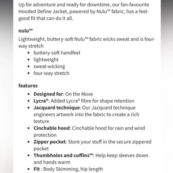 Lululemon Define Hooded Nulu Diamond dye jacket in graphite grey multi sz 8 - Picture 2 of 6